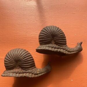2 Antique Cast Iron Snails